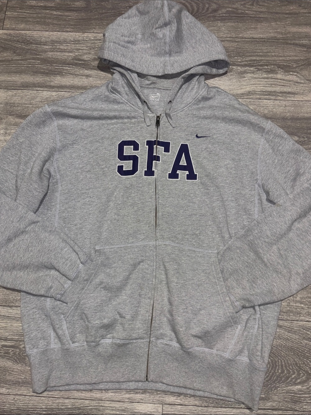 Nike Gray Full-Zip Hoodie with Navy SFA Lettering